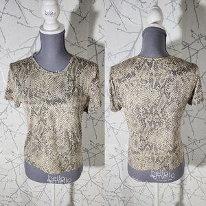 Babaton Beige Snakeskin Print Crewneck Isamu Tee